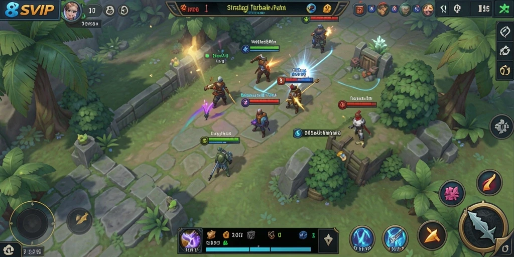 Screenshot utama menunjukkan aksi seru dalam gameplay Strategy.