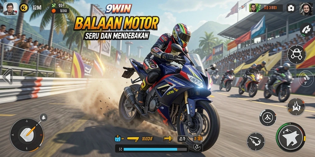 Screenshot gameplay 9WIN dengan aksi balapan motor yang seru.
