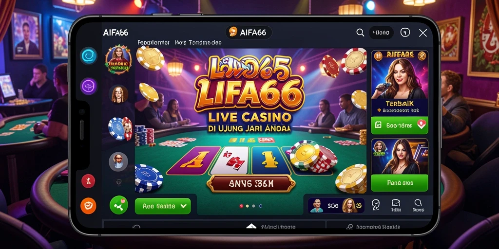 Screenshot AIFA66 menampilkan dealer langsung dalam permainan Live Casino yang menegangkan.