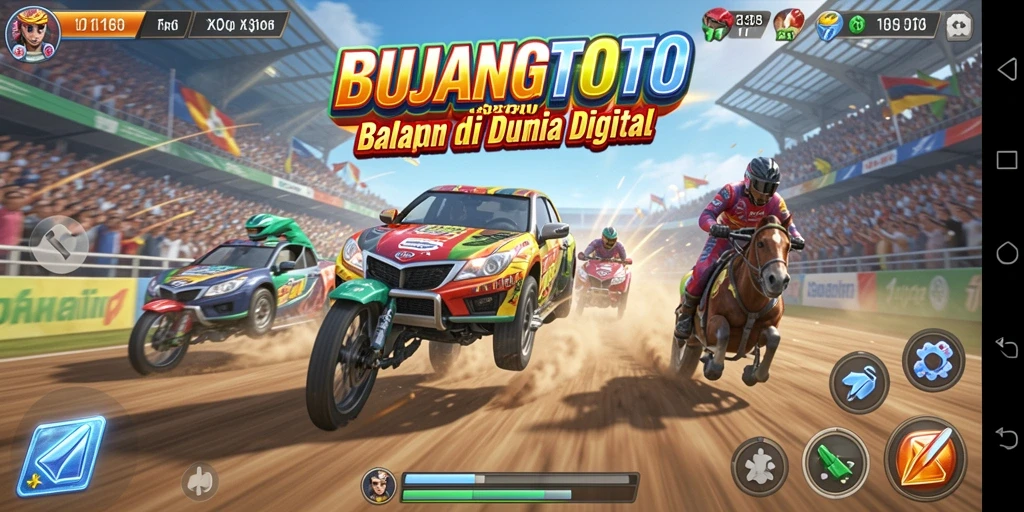 Tampilan gameplay seru dari balapan di BUJANGTOTO.
