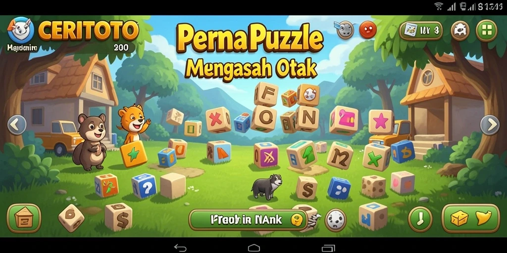 Gameplay CERITOTO menampilkan tantangan puzzle yang menyenangkan dan mendidik.