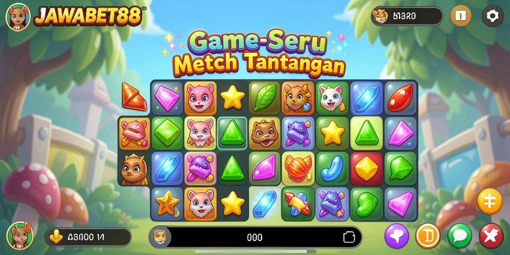 Tampilan gameplay seru JAWABET88 yang penuh warna dan tantangan.