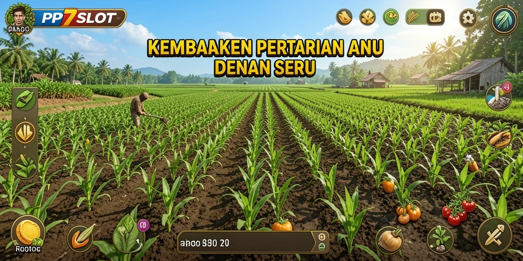 Tampilan gameplay PP7SLOT yang memikat dengan elemen pertanian yang menarik.