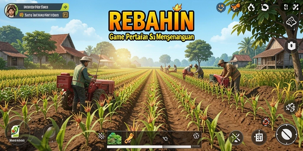 Gambaran menarik dari gameplay bertani dalam REBAHIN.