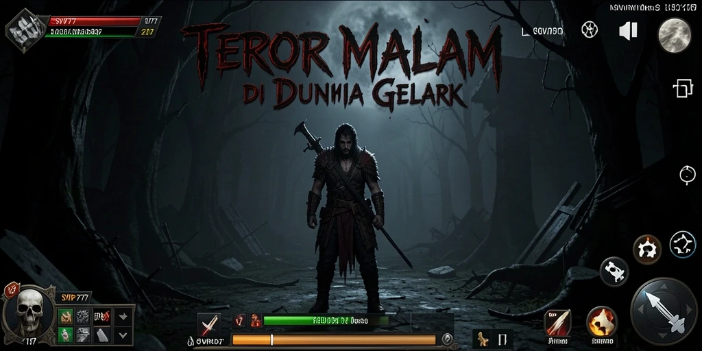 Screenshot gameplay SVIP777 yang menampilkan suasana mencekam dan seram.