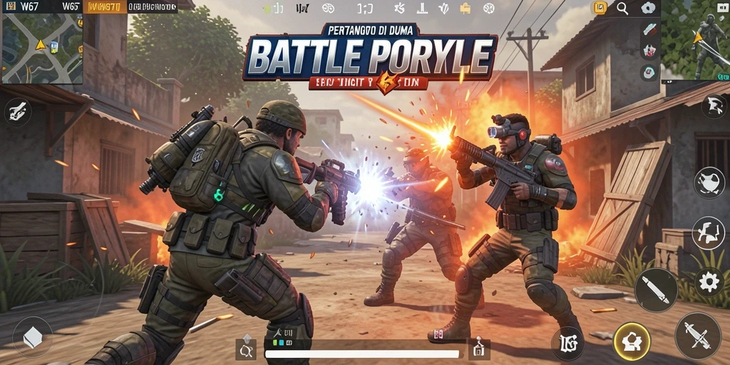 Tangkapan layar utama W67 menampilkan aksi intens dalam mode Battle Royale.